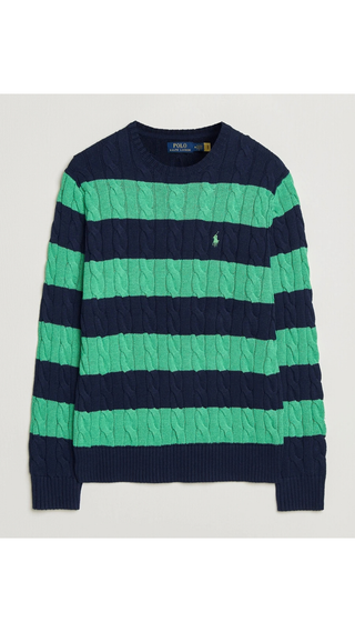 Sweater US Polo V-Neck Cable Sweater Azul Navy & Verde