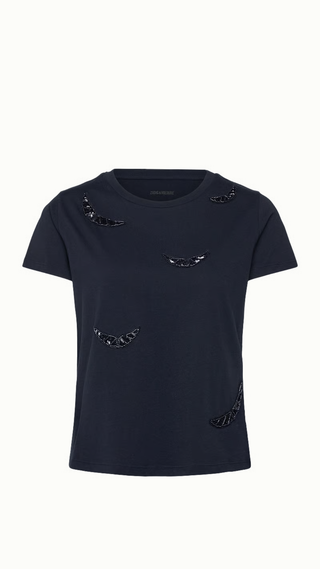 Polera Zadig & Voltaire Alcy HC Embroidery Wings Encre