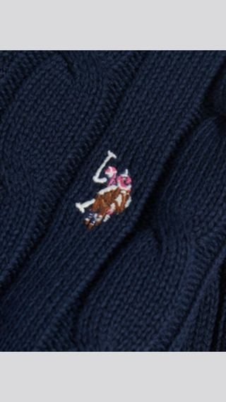 Sweater US Polo V-Neck cable Azul