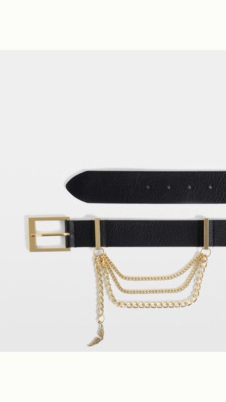 Cinturón Zadig & Voltaire Rock Chain Belt Leather Black Dorado