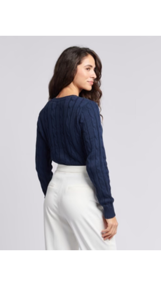 Sweater US Polo V-Neck cable Azul
