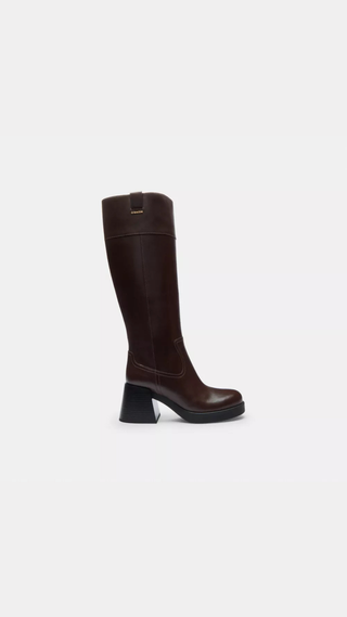Botas Coach Leather Heel Tall Bt Cafe
