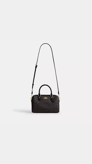 Cartera Coach Rowan Satchel Bag In Signature Canvas Cafe