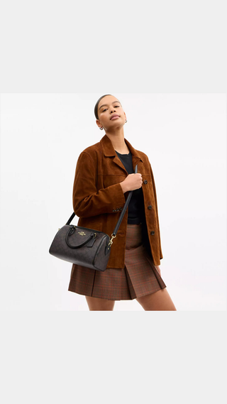 Cartera Coach Rowan Satchel Bag In Signature Canvas Cafe
