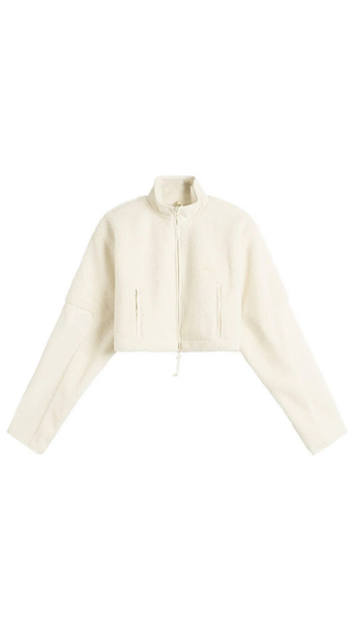 Polar Skims Teddy Funnel Neck Cropped Jacket White