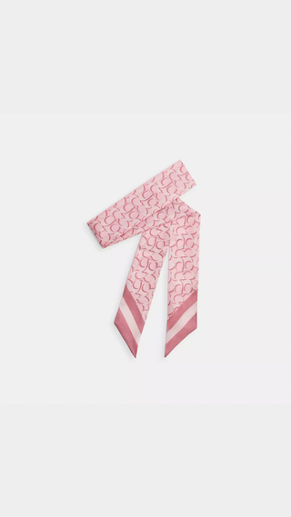 Pañuelo Coach Signature Silk Skinny Scarf Pink