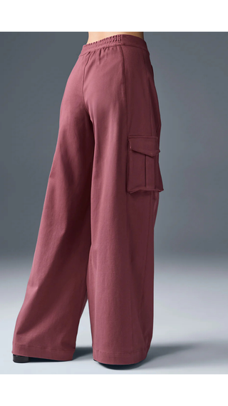 Pantalon Alo Yoga Show Off Cargo Wide Leg Trouser (Long) Burgundy Truffle