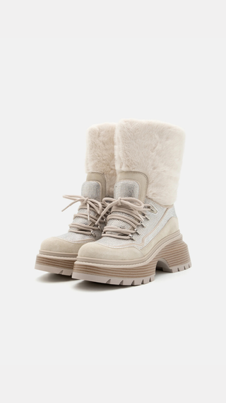 Botin Michael Kors Shiloh Boot Suede Bone