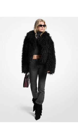 Chaqueta Michael Kors Cropped Faux Fur Negra