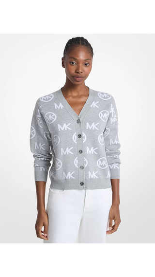 Sweater Michael Kors Logo Jacquard Cotton Pearl Grey