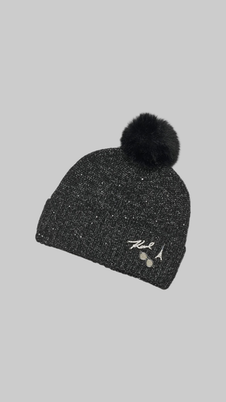 Gorro Karl Lagerfeld Sequin Faux Fur Negro