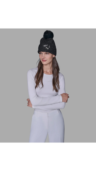 Gorro Karl Lagerfeld Sequin Faux Fur Negro