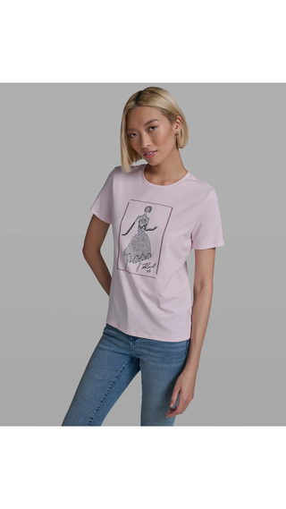 Polera Karl Lagerfeld Embelished Sketch Rosado