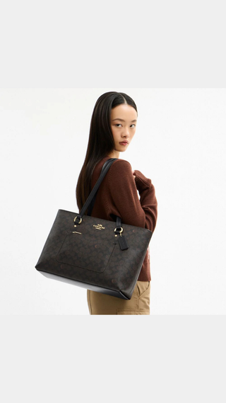 Tote Coach Station Tote Bag In Signature Canvas/Gold/Walnut/Black