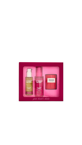 Victoria Secret 3-Piece Wild Rose Amber Ft Body Care Rosado