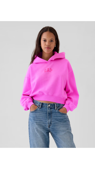 Hoodie Gap Logo Cropped Neon Pink