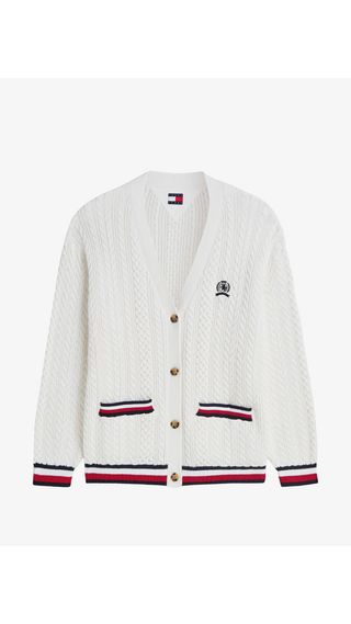 Cardigan Tommy Hilfiger Cable-Knit Cotton Blanco