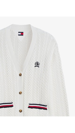 Cardigan Tommy Hilfiger Cable-Knit Cotton Blanco