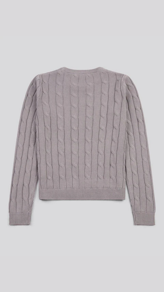 Sweater US Polo Crew Cable-Knit Cotton Grey