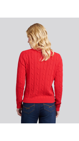 Sweater US Polo Crew Cable-Knit Cotton Red