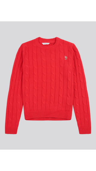 Sweater US Polo Crew Cable-Knit Cotton Red