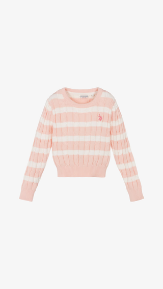 Sweater US Polo cable shirt Rosa & Blanco