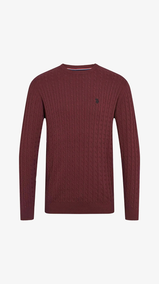 Sweater US Polo cotton crew Burdeos
