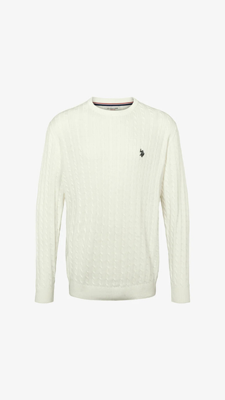 Sweater US Polo cotton cable Blanco