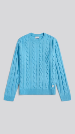 Sweater US Polo cotton cable Celeste