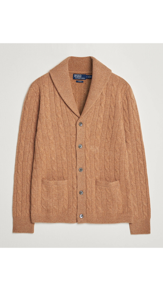 Sweater Polo Ralph Lauren Shawl Cable Cardigan Marron