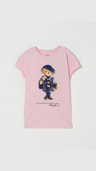 Camiseta Polo Ralph Lauren Polo Bear Girl School Shirt Rosa