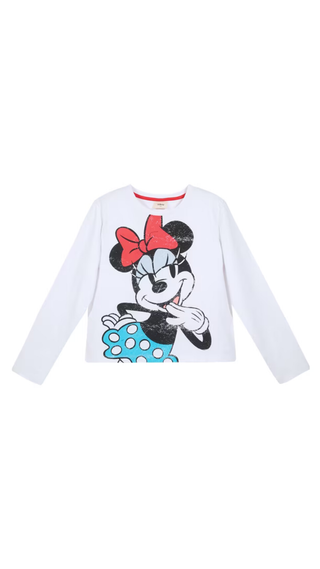 Polera C&A Manga Larga Minnie Blanco