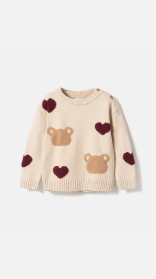 Sueter Pepco Oso y Corazones Beige
