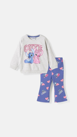 Conjunto Pepco Poleron y Calza Stitch Gris y Azul