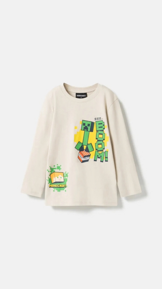 Polera Pepco Manga Larga Minecraft Beige
