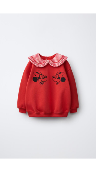 Poleron Zara Cuello Bobo Cuadrille Minnie Rojo