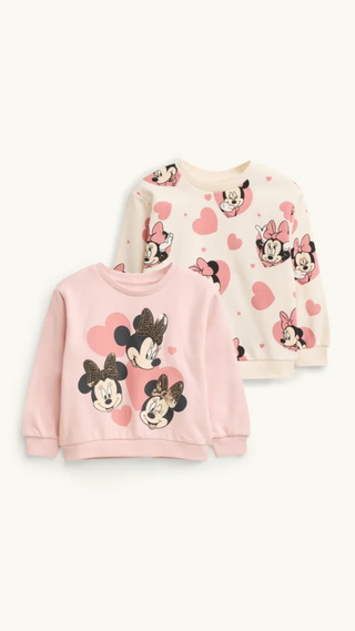 Set 2 Polerones C&A Blanco Corazones Minnie Rosa