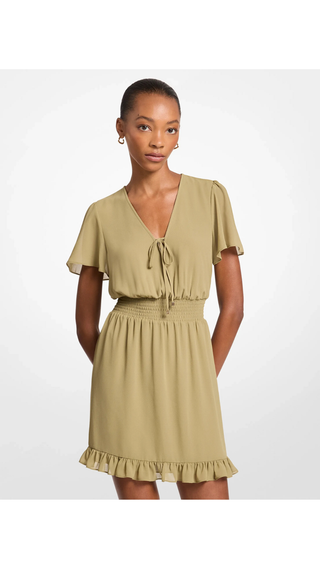 Vestido Michael Kors V-Neck Mini Dress Oregano