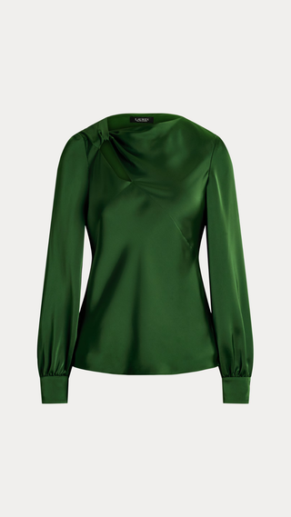 Blusa Polo Ralph Lauren Cutout Catin Charmeuse Blouse Verde