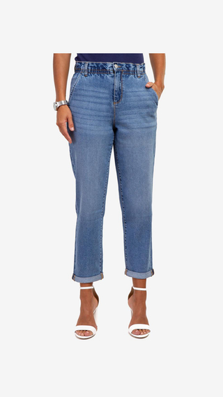 Pantalon US Polo PaperBag Cropped Jean Azul claro