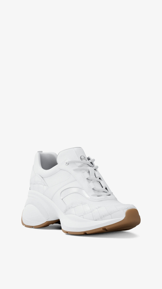 Zapatillas Michael Kors Kaia Mixed-Media Trainer Optic Blanco