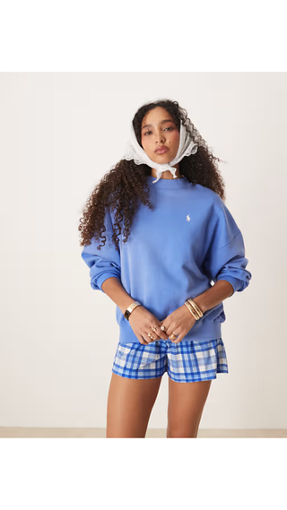 Hoodie Polo Ralph Lauren Oversized back logo Celeste