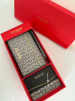 Set Billetera Tarjetero Guess Black/Grey