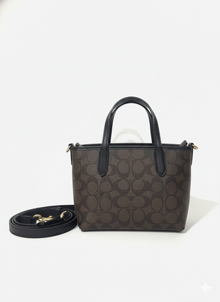 Tote Coach City Mini Tote Bag In Signature Canvas In Walnut Black