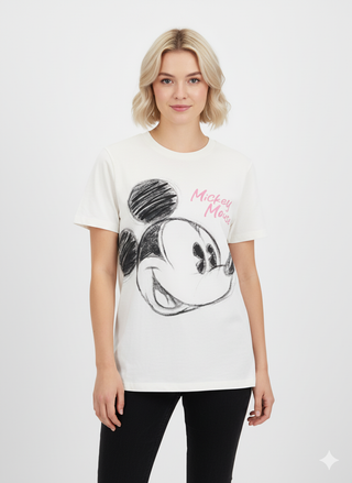 Polera Disney Diseño Mickey Mouse Crema