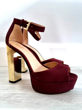 Sandalias Michael Kors Paloma Plataform Suede Merlot