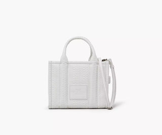 The Leather Monogram Small Tote Bag Marc Jacobs White