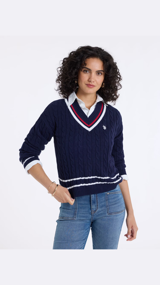 Sweater US Polo V neck polo shirt Azul