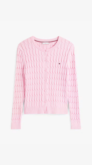 Sweater Tommy Hilfiger Cable cardigan Rosado