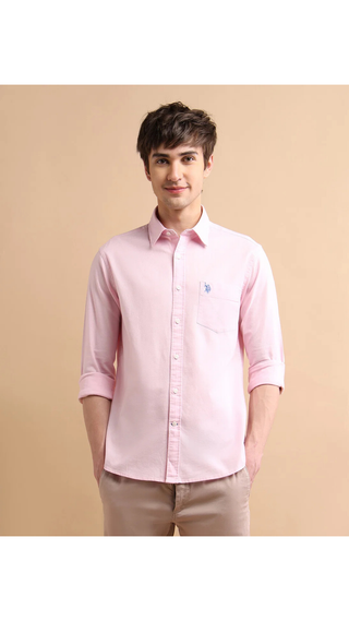 Camisa US Polo Stretch oxford Rosado